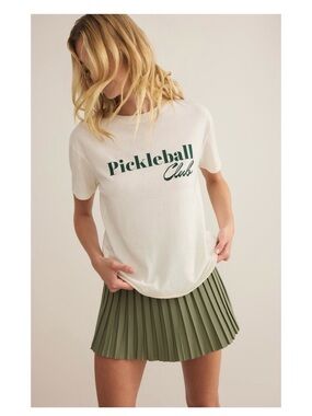 Z Supply Pickleball Club Tee - Cream with dark green Logo